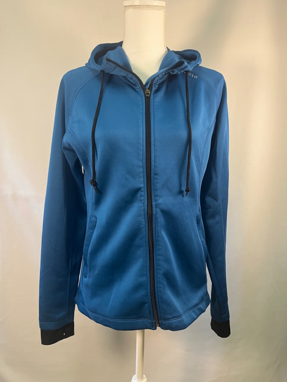 Tesla Women's Full Zip Performance Hoodie - Teal Blue Athletic Jacket - Size L